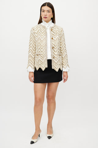 Chanel PF 2018 White 
Beige Wool Tweed Jacket