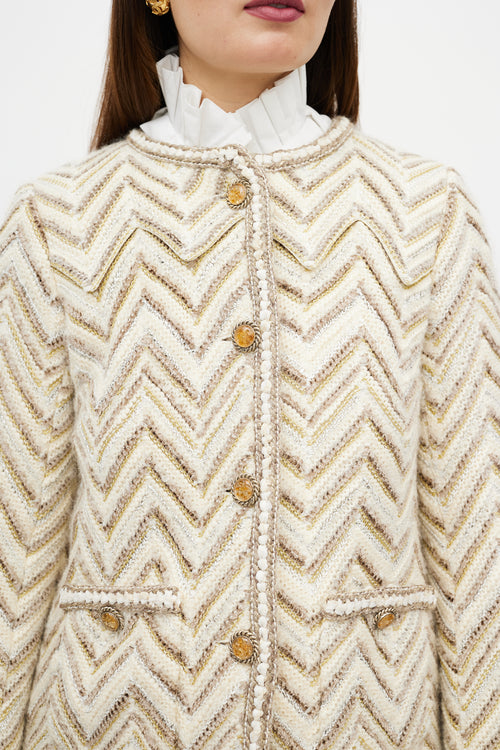 Chanel PF 2018 White 
Beige Wool Tweed Jacket