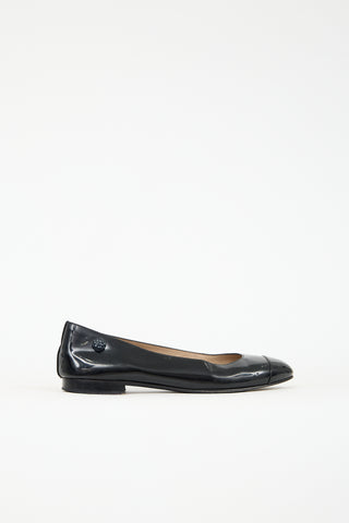 Chanel Uniform Patent Leather Camelia Flat