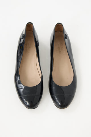 Chanel Uniform Patent Leather Camelia Flat