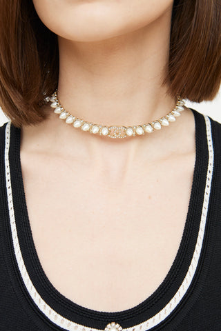 Chanel SS22 Gold Tone Spike Choker Necklace