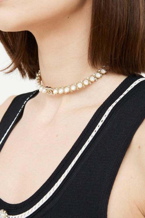 Chanel SS22 Gold Tone Spike Choker Necklace