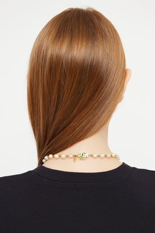 Chanel Pearl Clover 1984 CC Choker Necklace