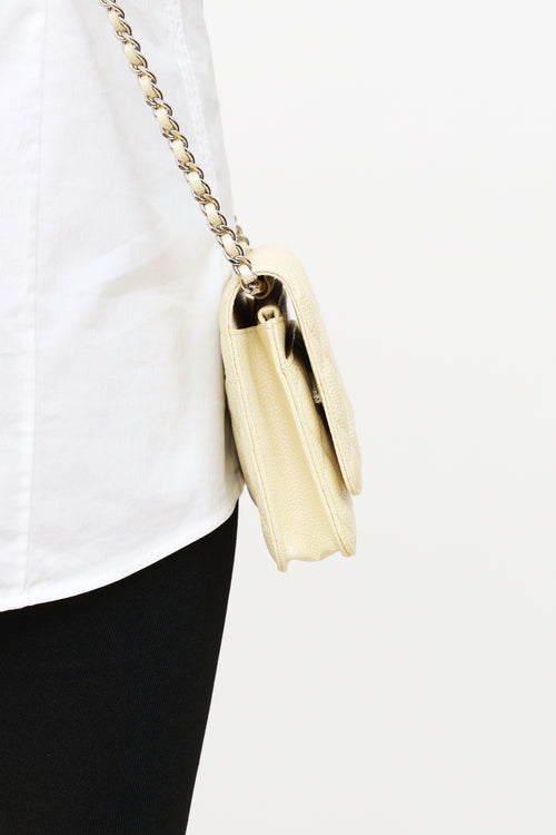 Chanel 2014/15 Cream Iridescent Caviar CC Wallet on Chain Bag