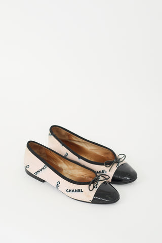 Chanel Light Pink 
Black Monogram Flat