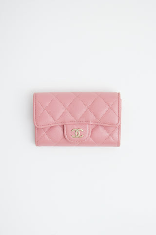 Chanel Pink Caviar Flap Card Case