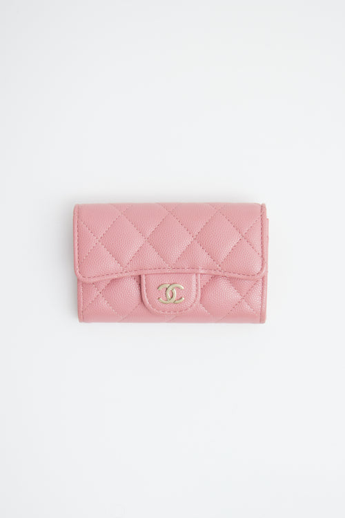 Chanel Pink Caviar Flap Card Case