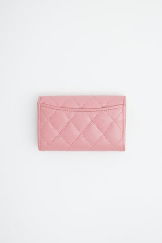 Chanel Pink Caviar Flap Card Case