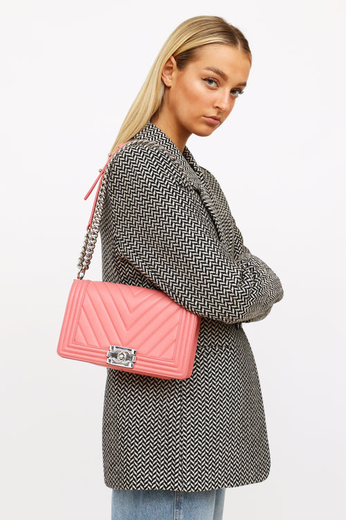 2016 Pink Chevron Medium Boy Bag