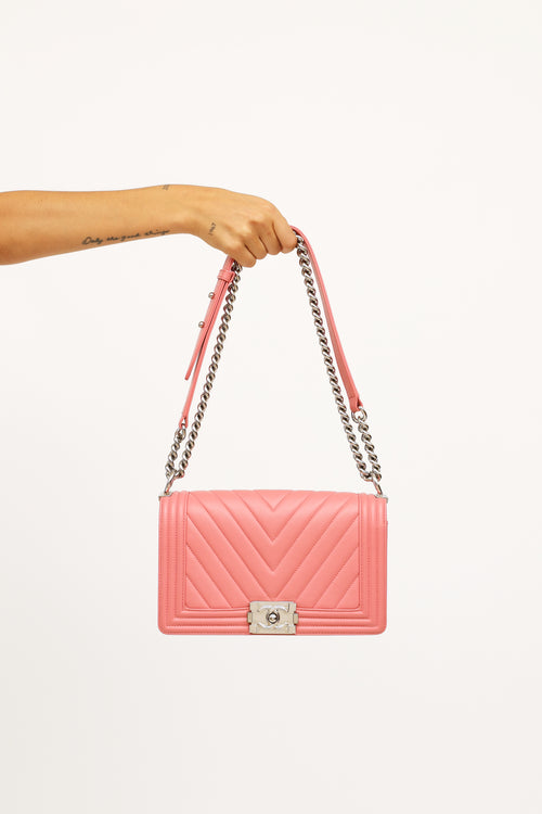 2016 Pink Chevron Medium Boy Bag