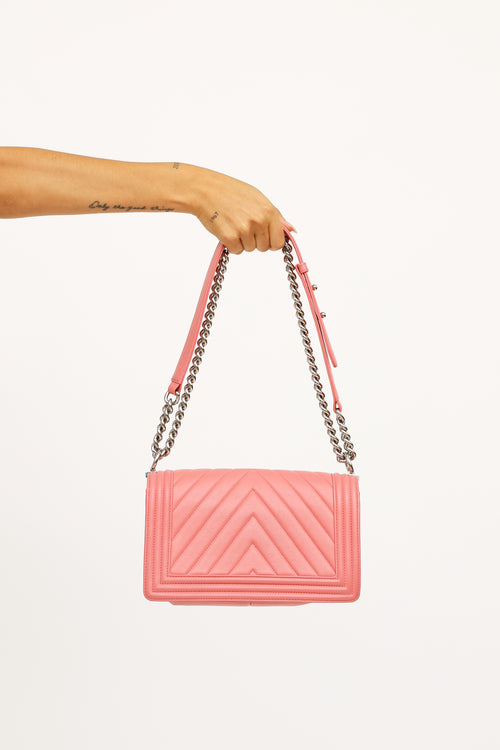 2016 Pink Chevron Medium Boy Bag