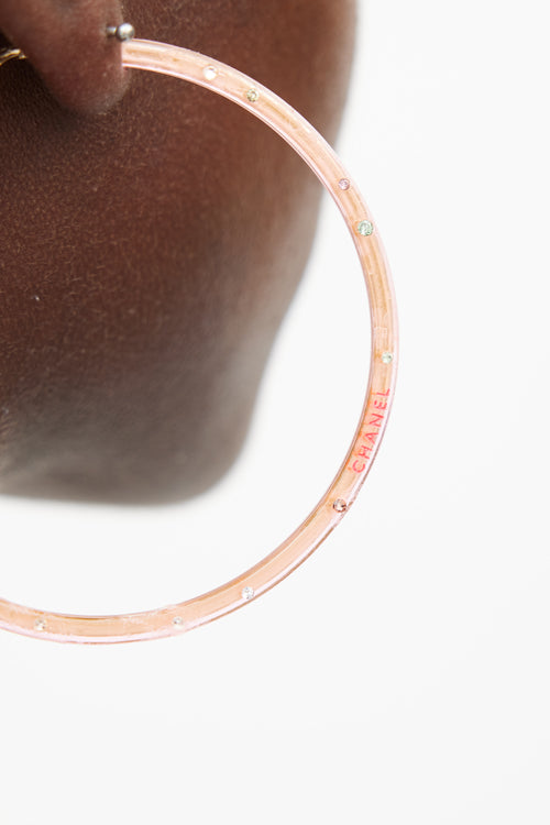 Chanel Pink 
Gold Hoop Jewel Earring