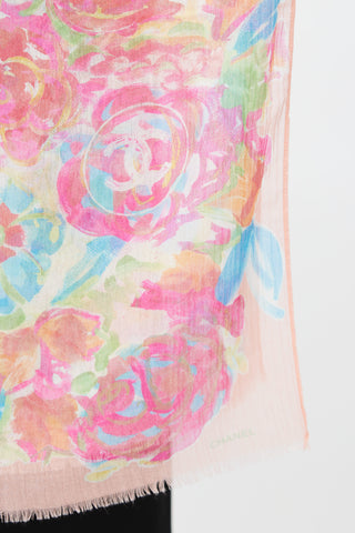 Chanel Pink 
Multi Floral Cote D
Azur Scarf