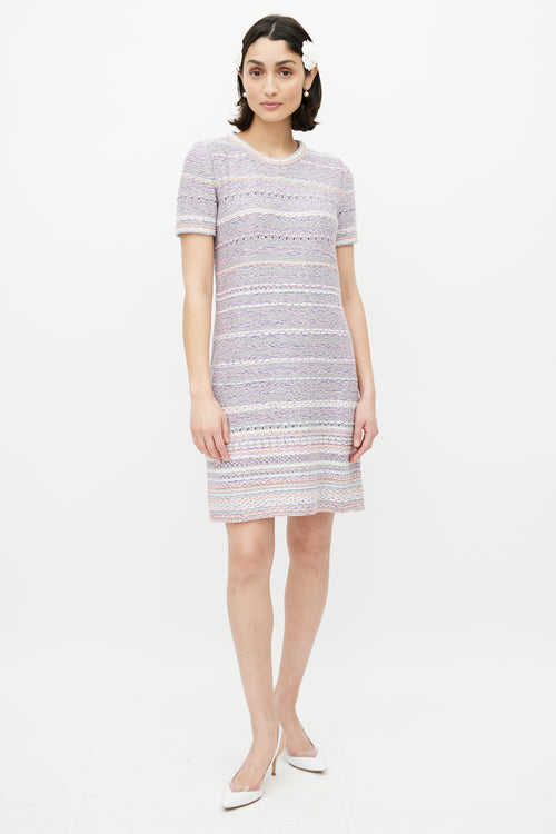 Chanel Pink 
Multicolour Woven Silk Dress