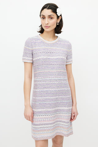 Chanel Pink 
Multicolour Woven Silk Dress