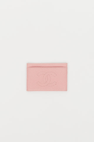 Chanel 2004 Pink Pebbled Leather CC Cardholder