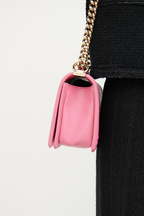 Chanel 2019 Pink Chevron Medium Boy Bag