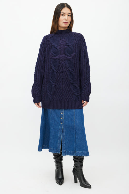 Chanel Pre-Fall 2018 Navy Anchor Knit Sweater Dress