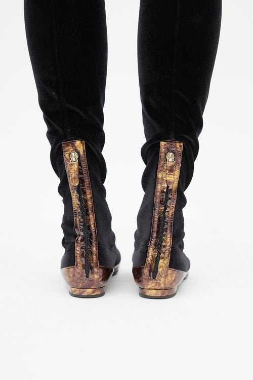 Chanel Pre-Fall 2012 Black Velour Thigh High Boot