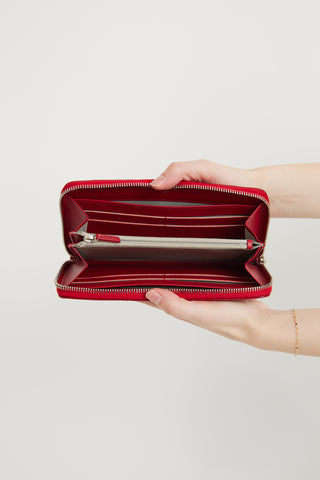 Chanel Red Patent CC Continental Wallet