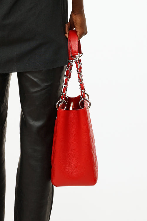 Chanel Red Caviar Grand Shopper Tote Bag