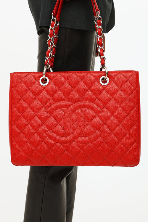 Chanel Red Caviar Grand Shopper Tote Bag