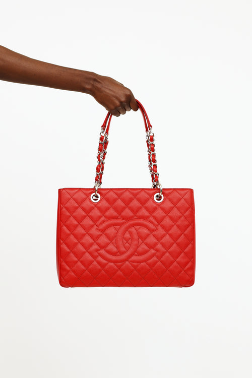 Chanel Red Caviar Grand Shopper Tote Bag