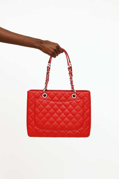 Chanel Red Caviar Grand Shopper Tote Bag