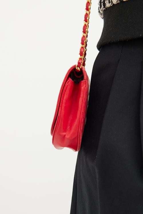 Chanel Red Half Moon Chain Shoulder Bag