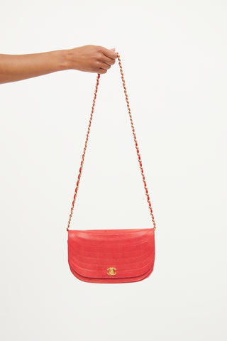 Chanel Red Half Moon Chain Shoulder Bag