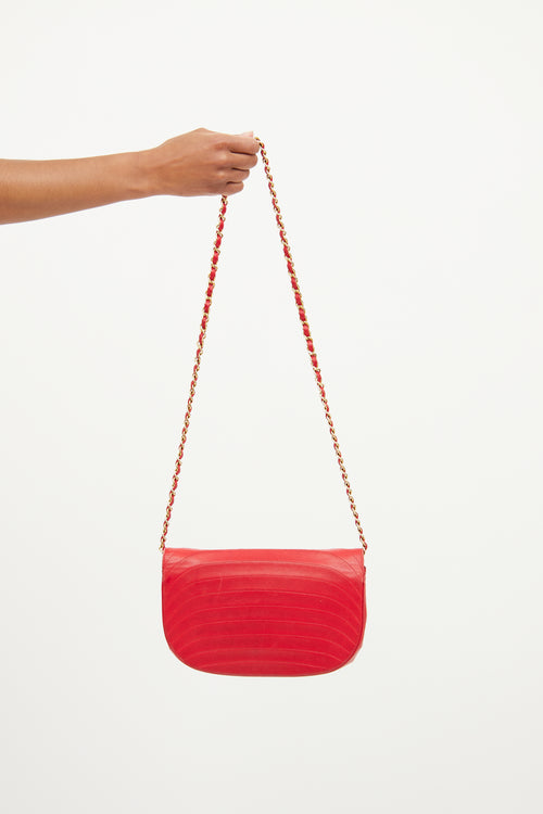 Chanel Red Half Moon Chain Shoulder Bag