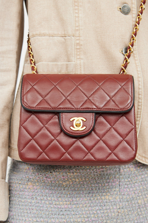 Chanel Burgundy 
Black Trim Flap Bag