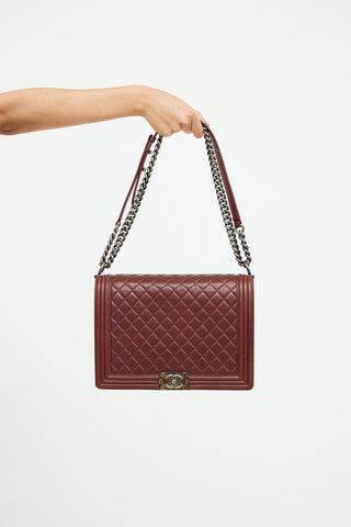 Chanel 2012 Burgundy Leather Quilted Boy Bag