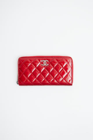 Chanel Red Patent CC Continental Wallet