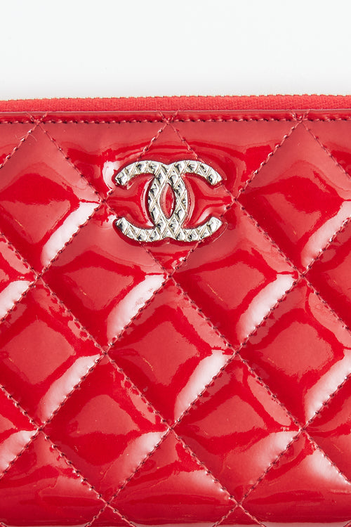 Chanel Red Patent CC Continental Wallet