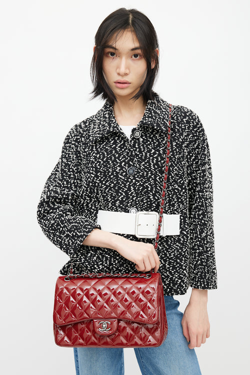 Chanel Red Patent Jumbo Double Flap Shoulder Bag