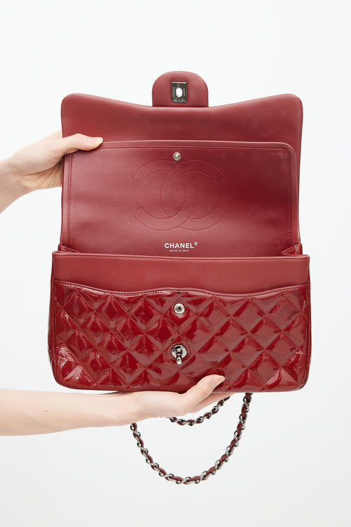 Chanel Red Patent Jumbo Double Flap Shoulder Bag