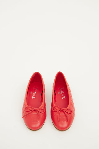 Chanel Red CC Ballet Flat