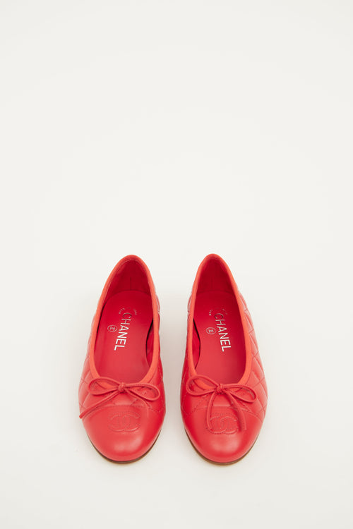 Chanel Red CC Ballet Flat