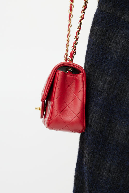 Chanel Red Quilted Leather Small Classic Flap Bag