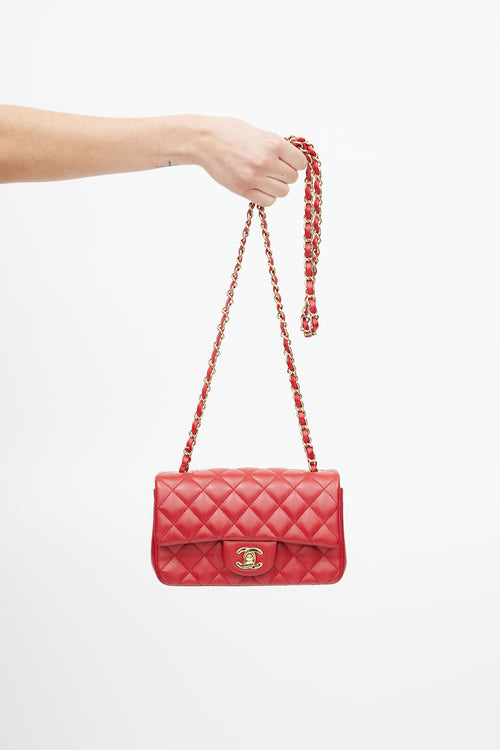 Chanel Red Quilted Leather Small Classic Flap Bag