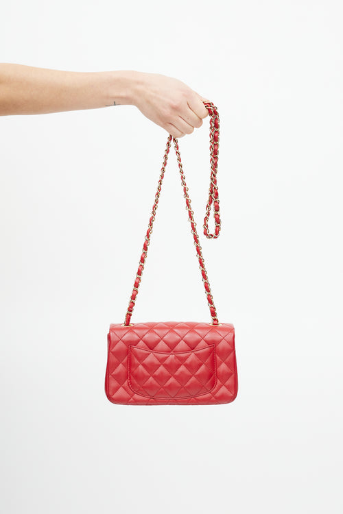 Chanel Red Quilted Leather Small Classic Flap Bag