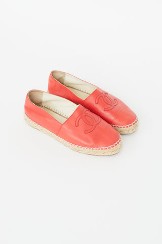 Chanel Red Leather CC Espadrille