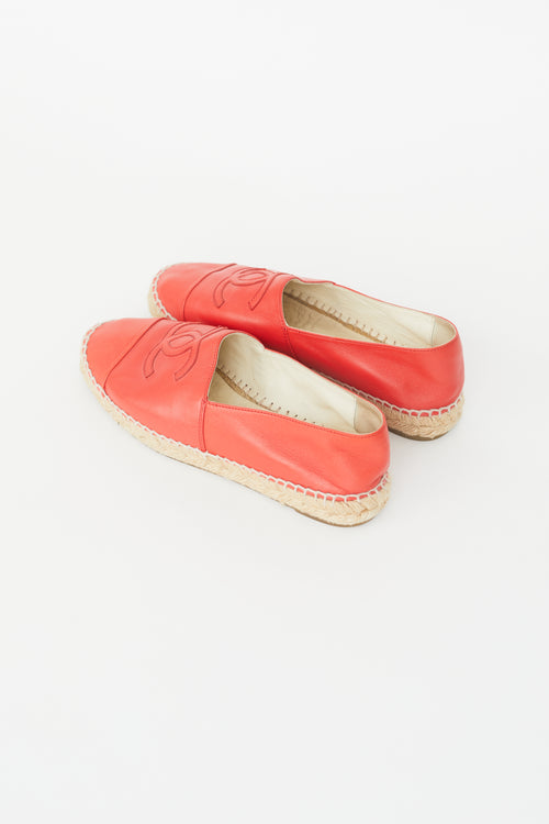 Chanel Red Leather CC Espadrille