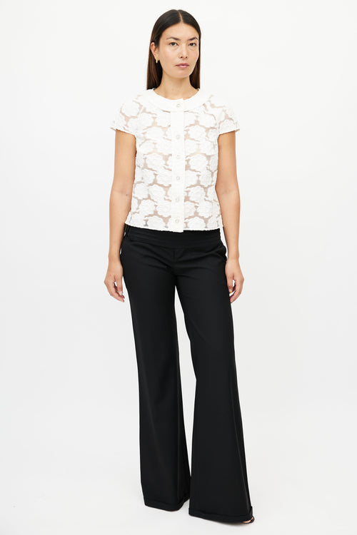 Chanel Resort 2009 White Brocade Blouse