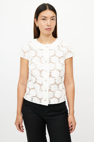 Chanel Resort 2009 White Brocade Blouse