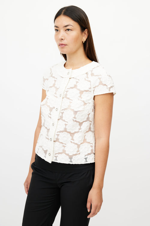 Chanel Resort 2009 White Brocade Blouse