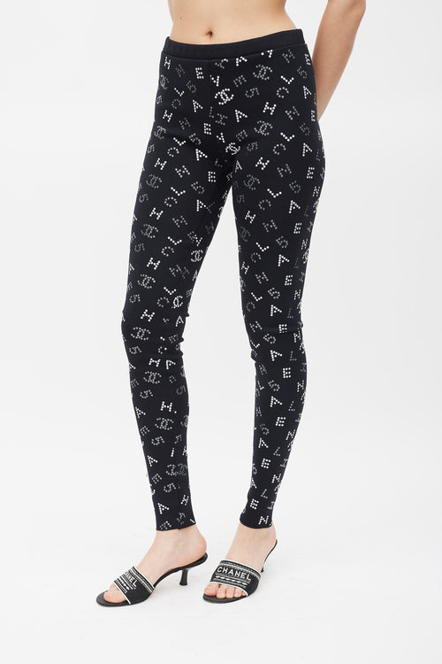 Chanel Resort 2020 Black 
White CC Monogram Legging