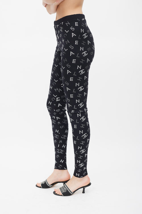 Chanel Resort 2020 Black 
White CC Monogram Legging