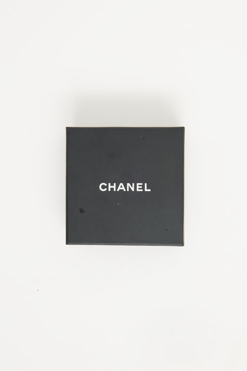 Chanel 2018 Silver Tone Crystal CC Brooch